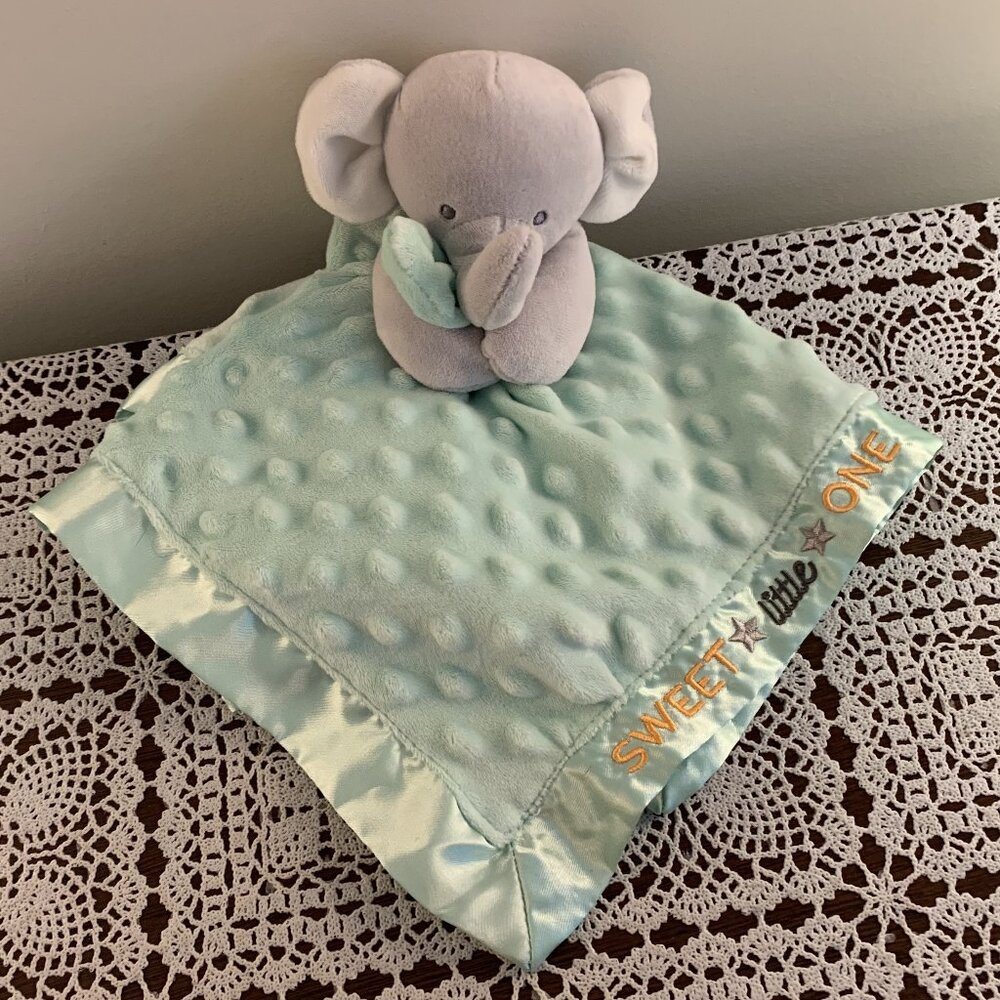 Child Of Mine Elephant Lovey Green Security Blankie Baby Blanket Textured 15 In